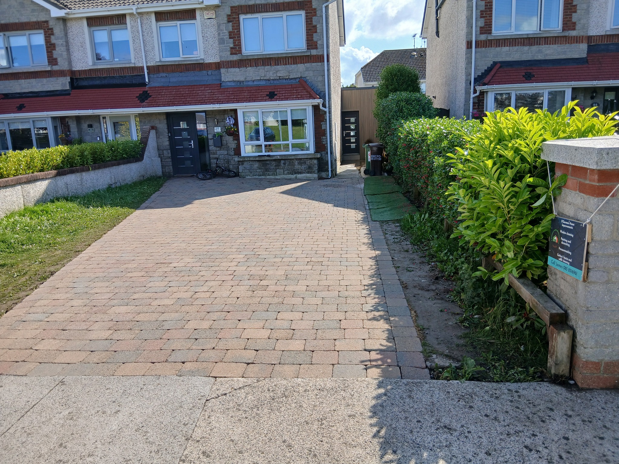 Pressure washed driveway result